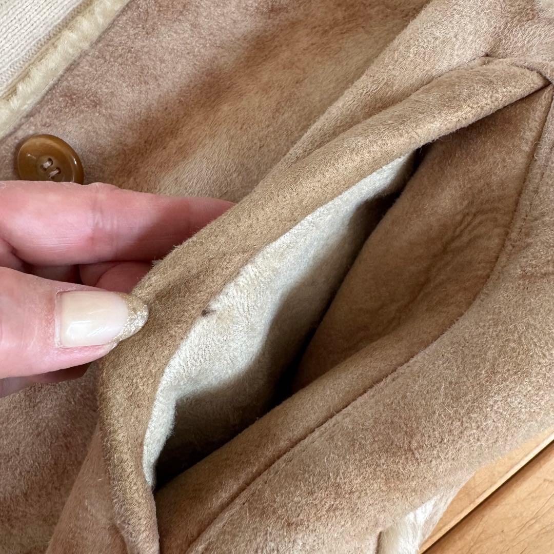 イタリア製羊革シープスキンムートン　ロングジレベスト