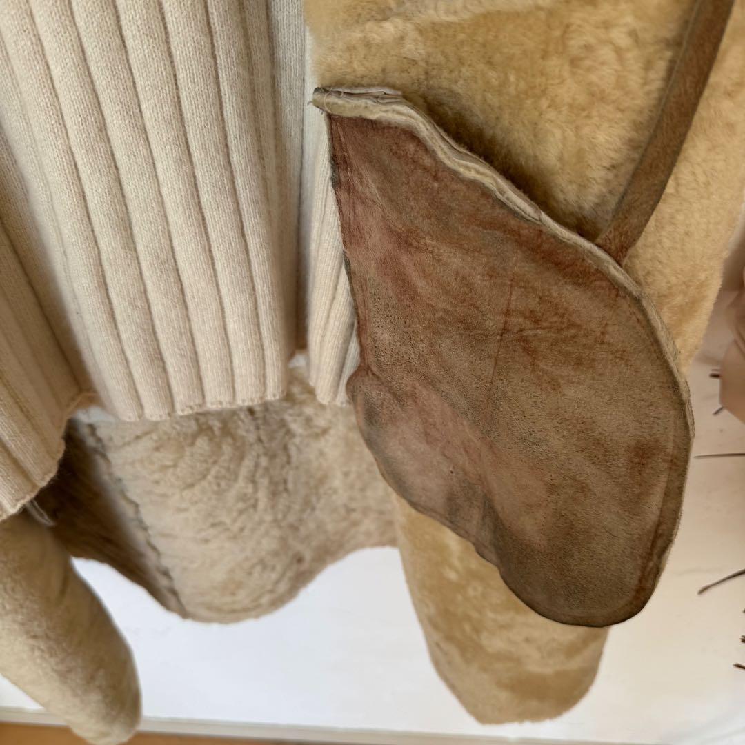 イタリア製羊革シープスキンムートン　ロングジレベスト