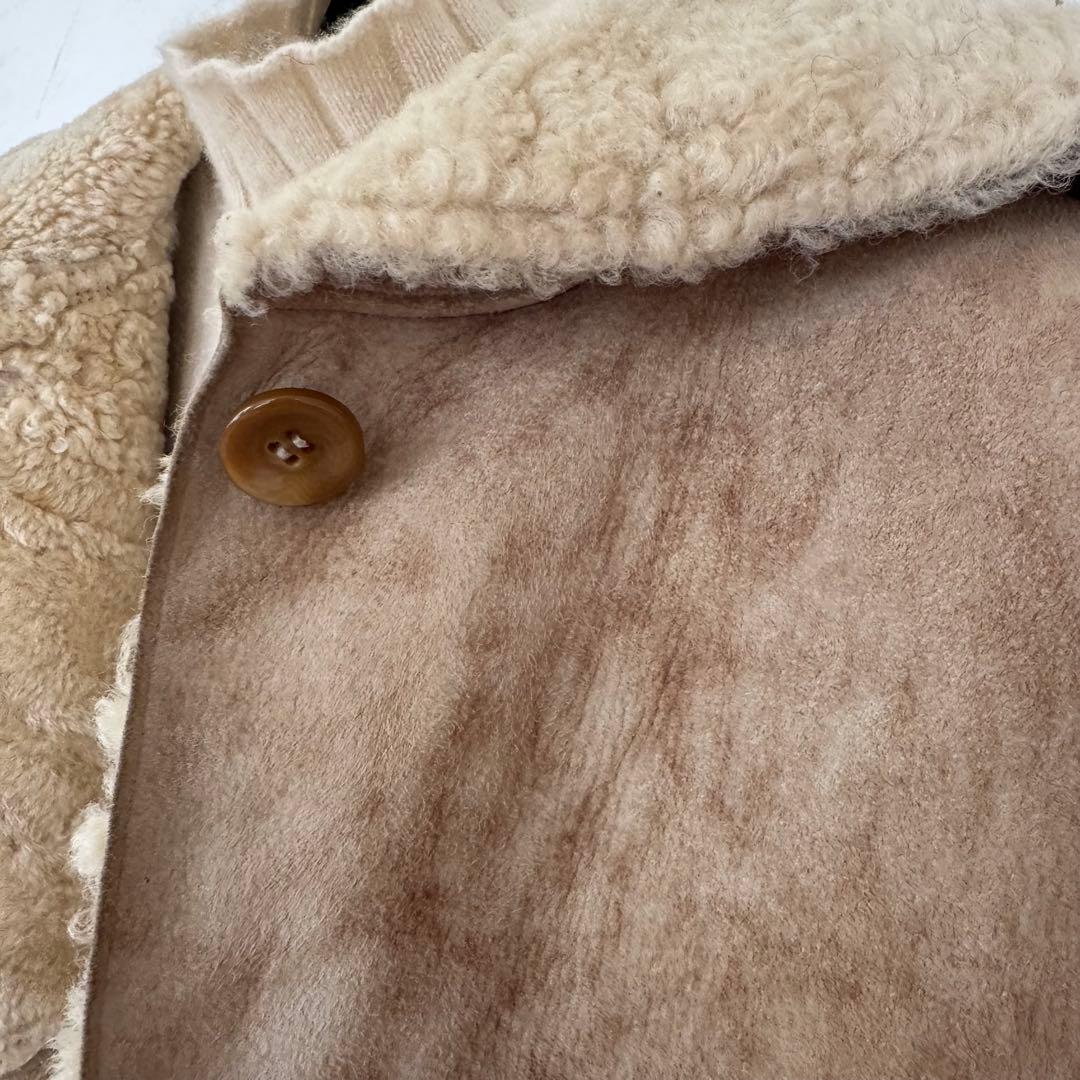 イタリア製羊革シープスキンムートン　ロングジレベスト