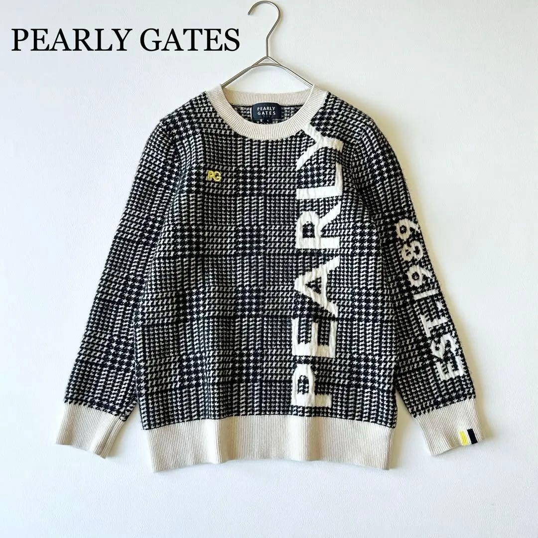 3003A美品 パーリーゲイツ カシミヤ100%千鳥格子ニット 近年