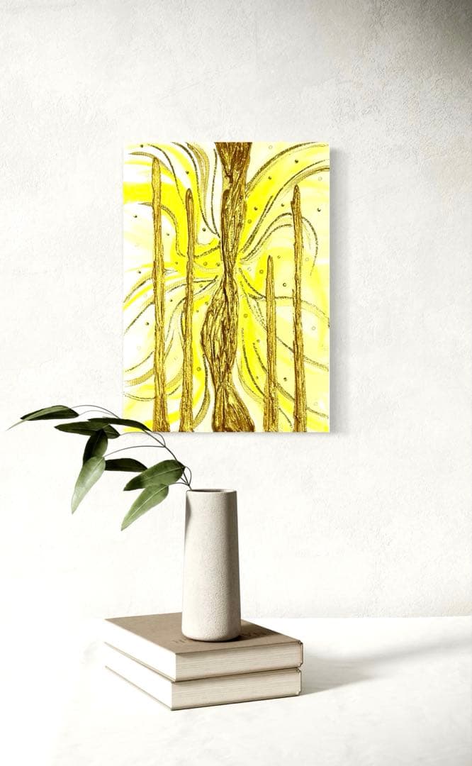 開運絵画　龍柱　白龍様の目　光の柱　天と地のエネルギー　龍神様　白龍　金箔