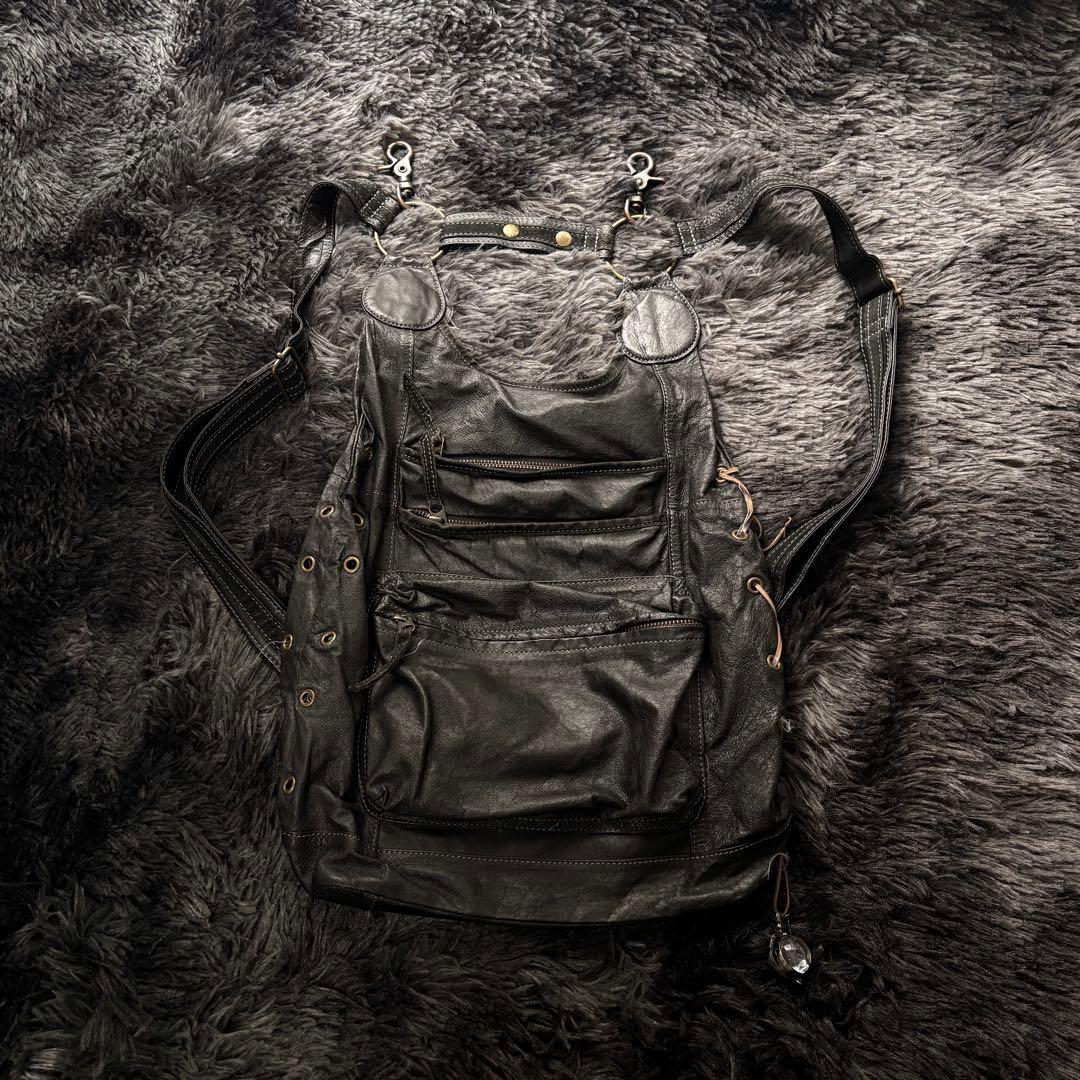 リュク ギミック 多重ジップ ダーク ブラック