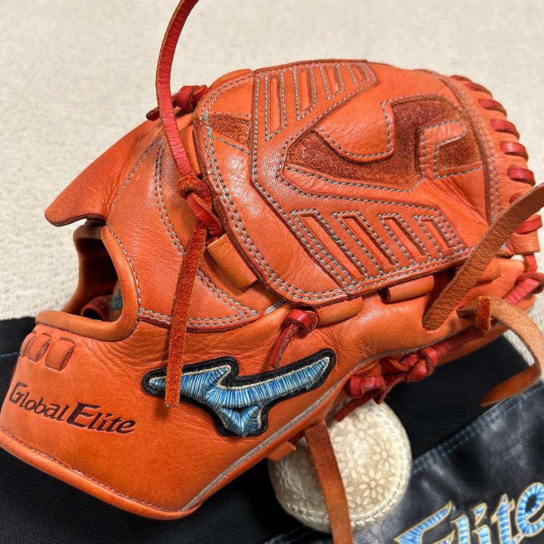 【ミズノ】グローバルエリート軟式投手用　グラブ　ダイバーシティブルー　専用袋付き