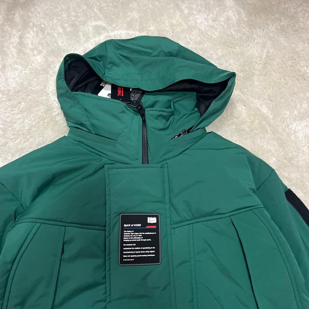 新品　Onitsuka Tiger ダウンジャケット　グリーン　Lサイズ