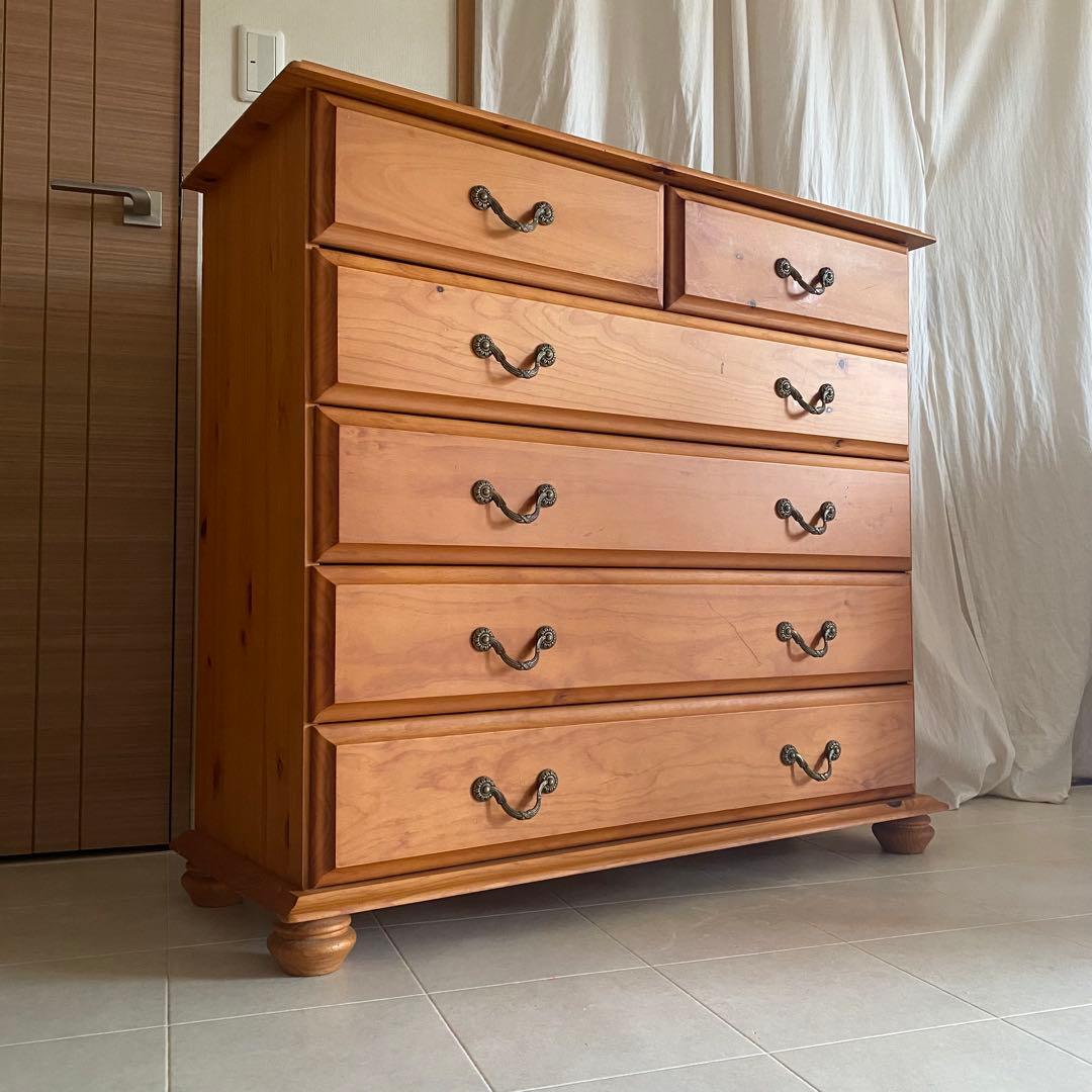 アンティーク　チェスト　カントリー　北欧　丸脚　フレンチカントリー　家具　棚