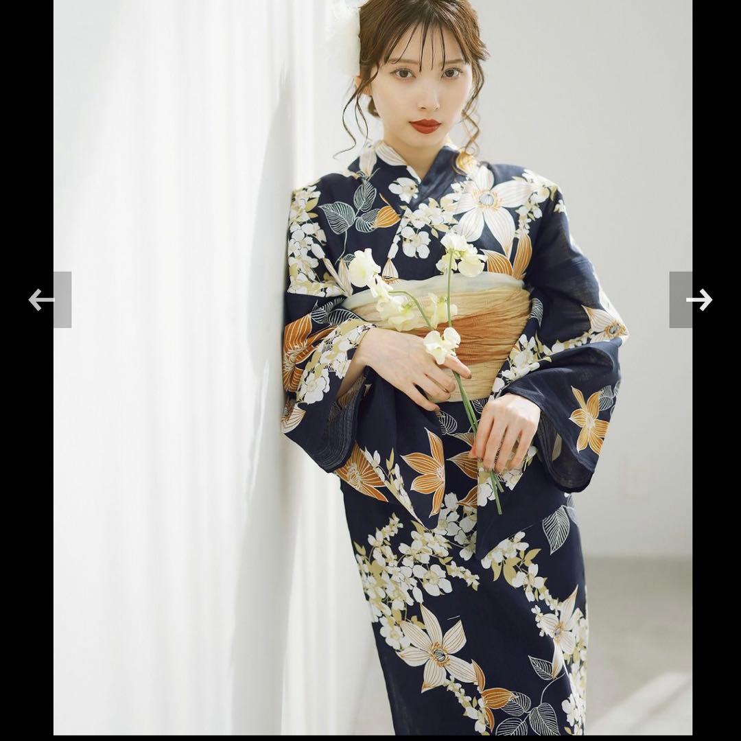 DITA 2025 浴衣 着物 帯 下駄3点セット F 幻想鏡花水月(柑橘)