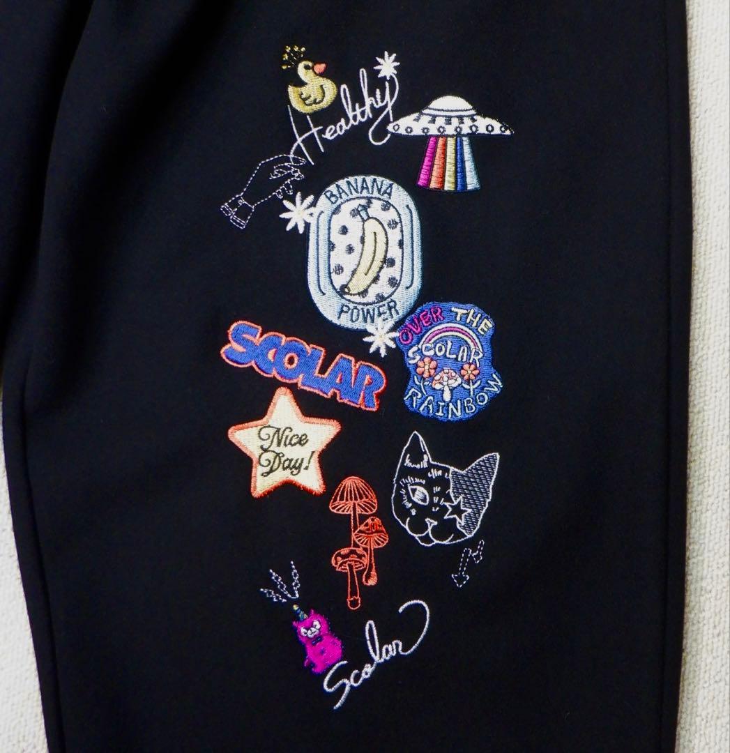 新品タグ付 スカラー　153765：POP刺繍起毛あったかパンツ