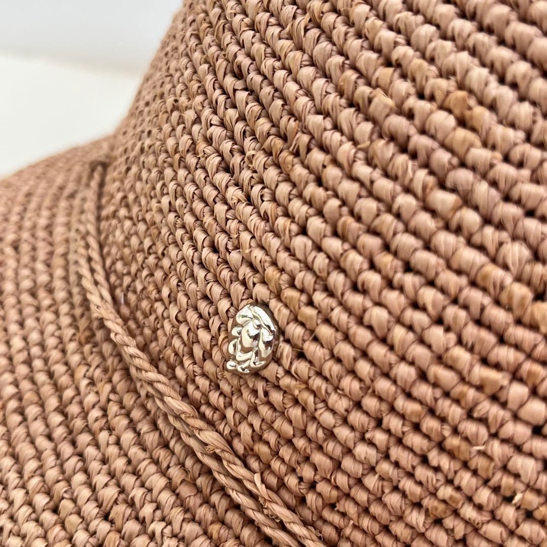 【ここ】HELEN KAMINSKI ベージュ 麦わら帽子 収納袋付き