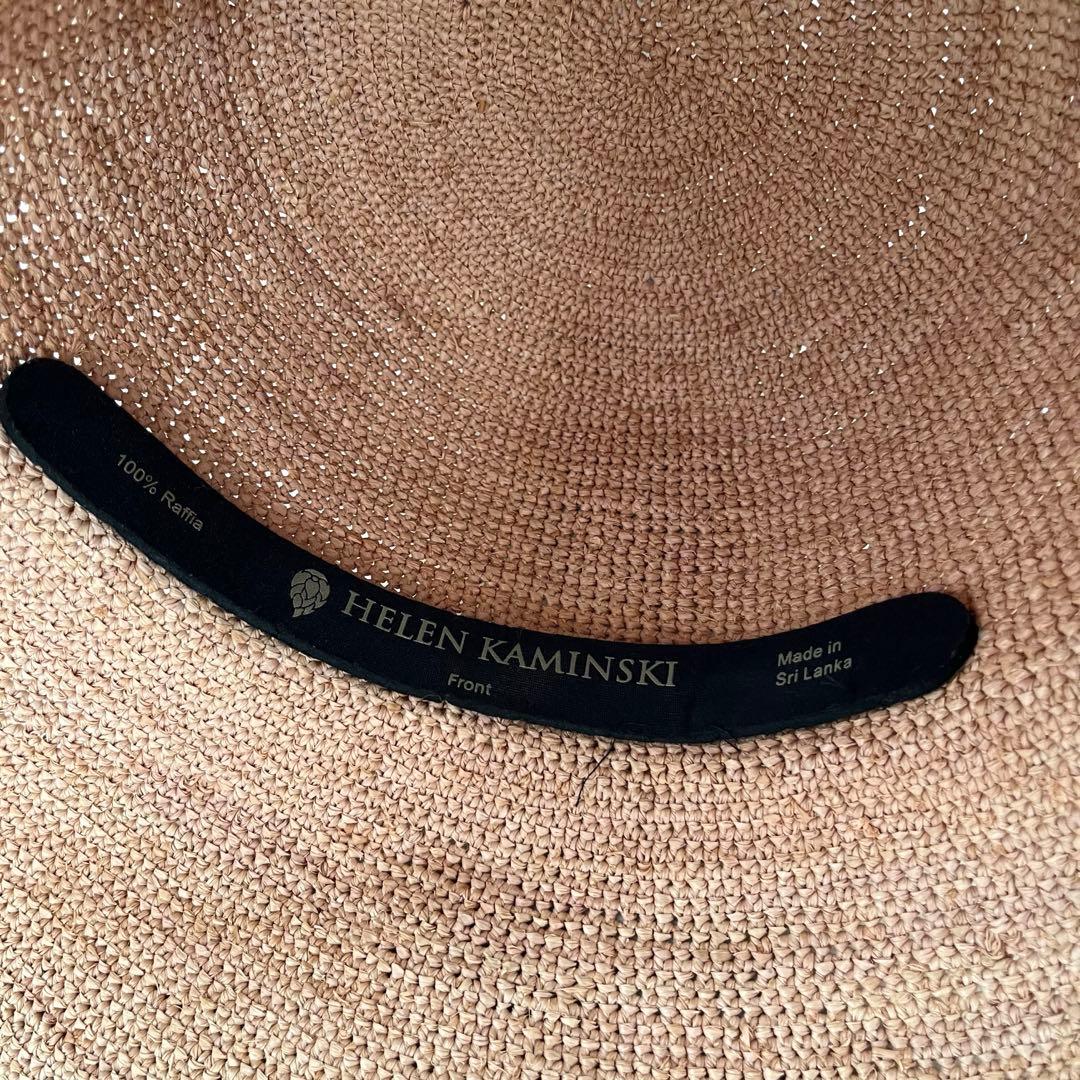 【ここ】HELEN KAMINSKI ベージュ 麦わら帽子 収納袋付き