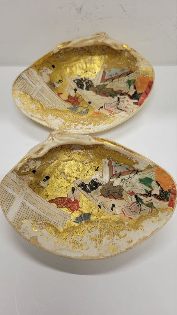 大きめ 江戸時代 貝合わせ 貝合せ 雛人形 蒔絵 ⑧金箔 源氏物語 郷土玩具