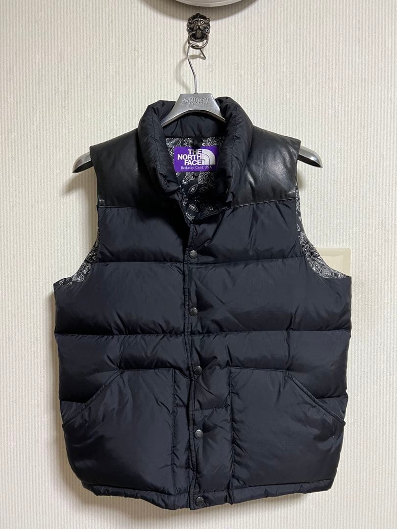 【希少】THE NORTH FACE ダウンベスト L 黒　裏地ペイズリー