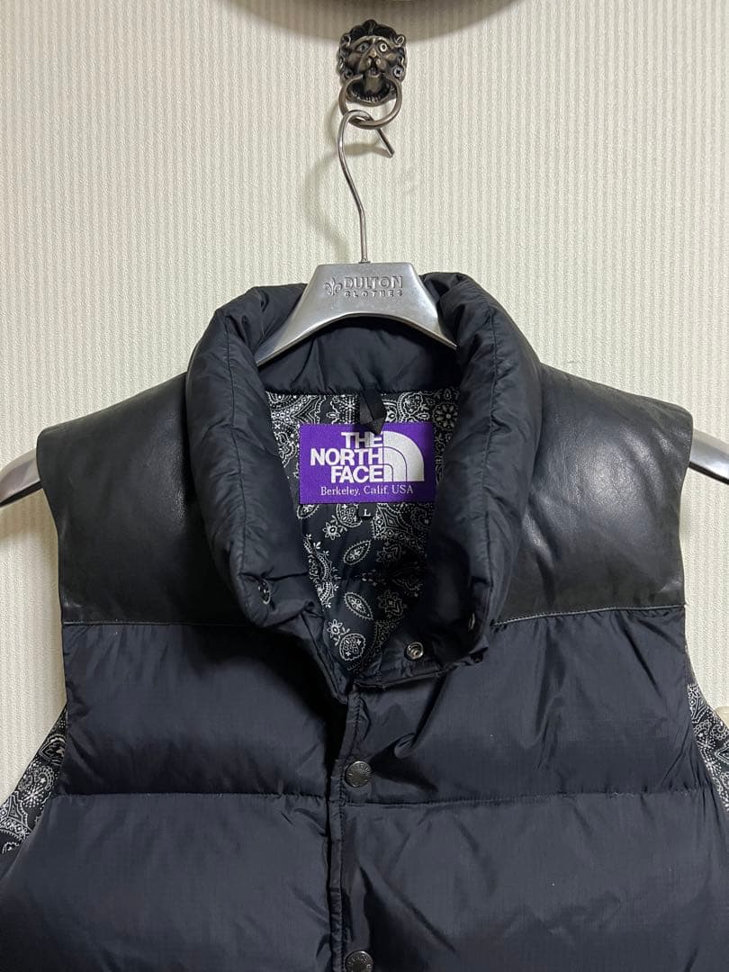 【希少】THE NORTH FACE ダウンベスト L 黒　裏地ペイズリー