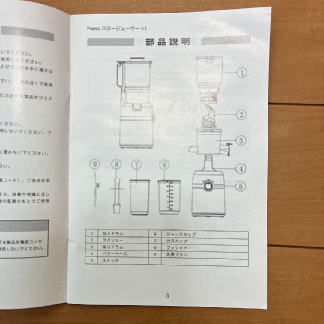 送料込み　Fretta スロージューサー V1 即日発送