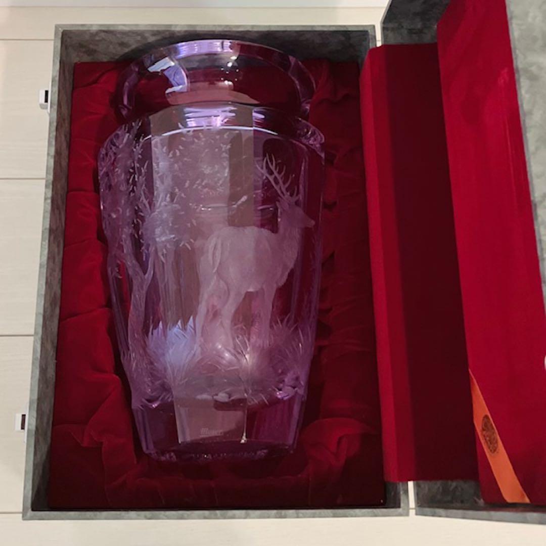 MOSER モーゼル　クリスタルガラス 花瓶　フラワーベース　パープル　薄紫　鹿