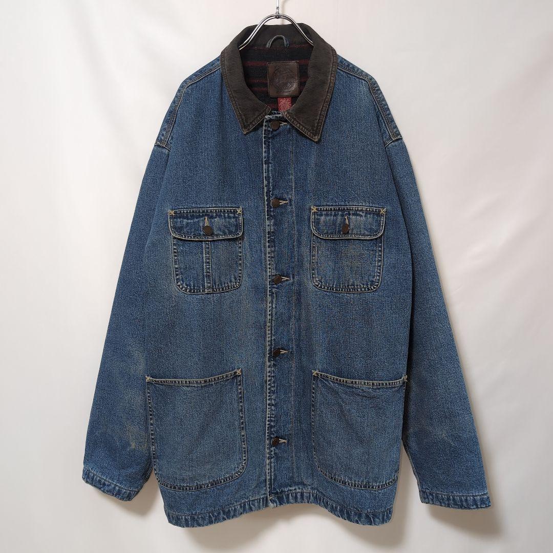 90s old GAP カバーオール 裏地付き 襟コーデュロイ 3本ステッチ