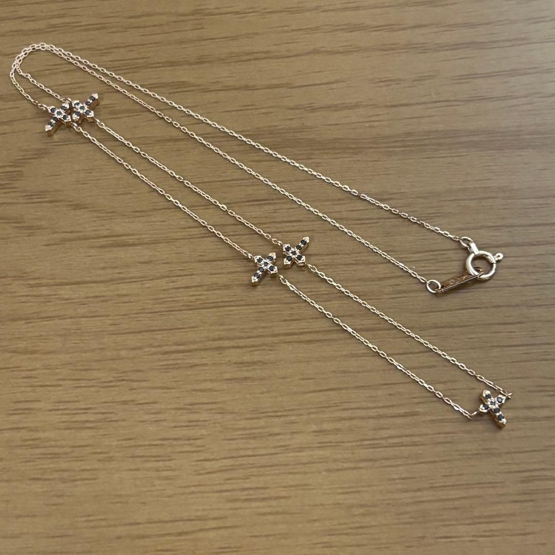 【SIENA ROSE】BKダイヤクロスステーション　ネックレス K10