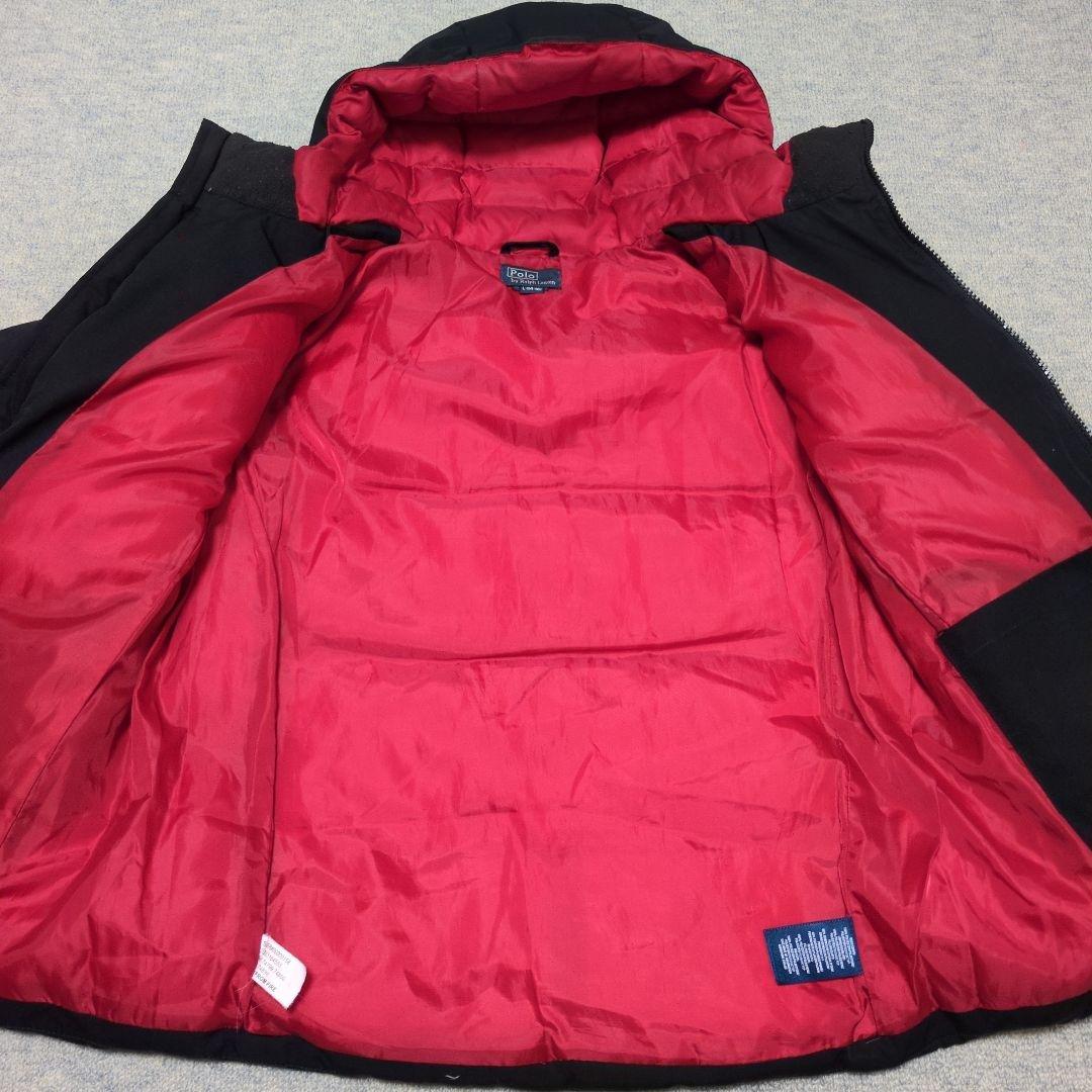 ラルフローレン ビックポニー刺繍 ダウンジャケット フーディ 黒 L14-16