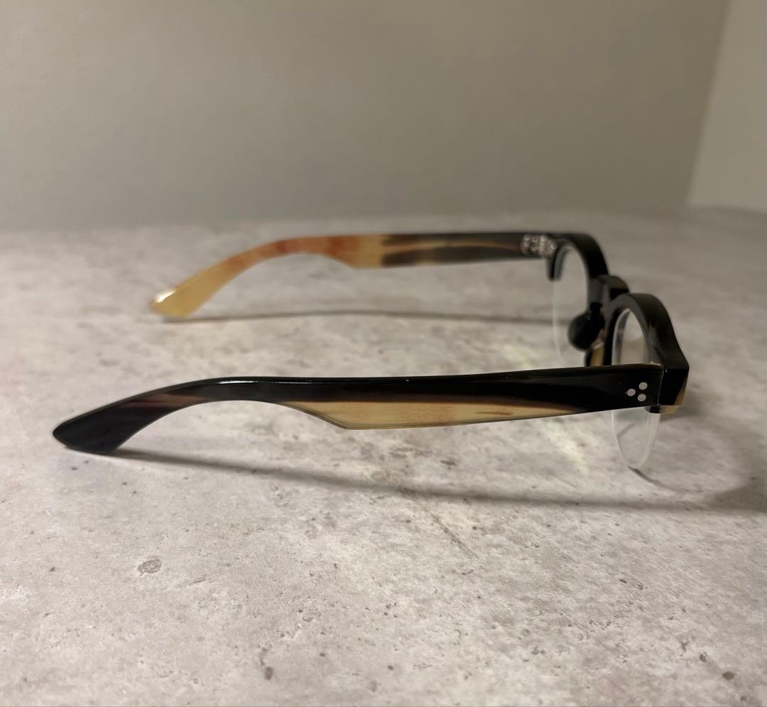 ※一点物 バッファローホーン眼鏡　水牛角　ハーフリム眼鏡　伊達メガネ　サングラス