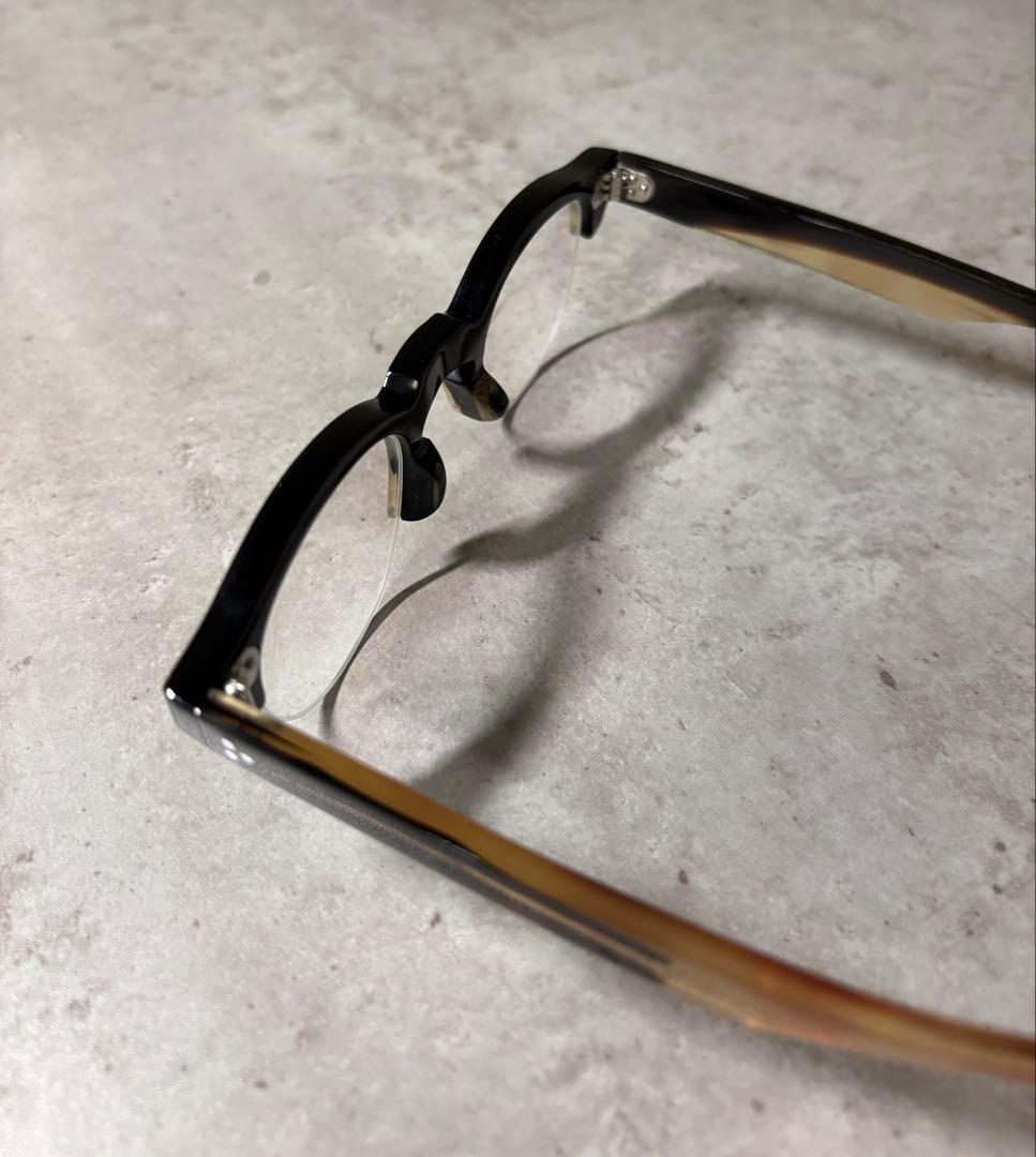 ※一点物 バッファローホーン眼鏡　水牛角　ハーフリム眼鏡　伊達メガネ　サングラス