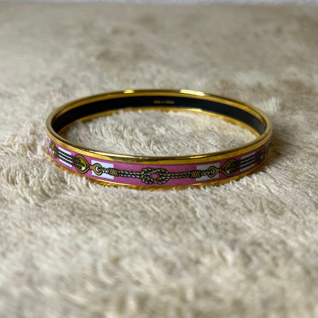 HERMES エルメス エマイユ PM バングル ブレスレット ピンク ゴールド