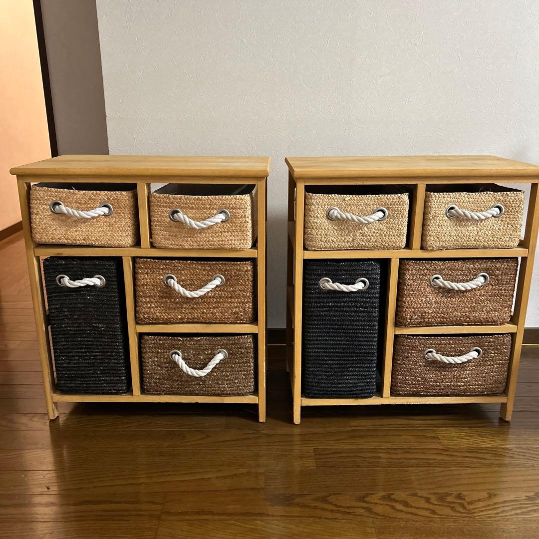 ニトリ　籐　木製収納ボックス 2個セット