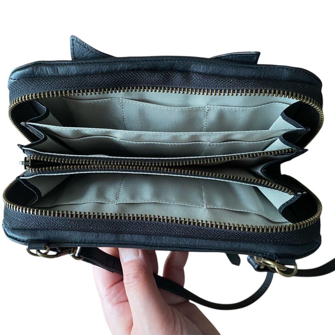 WACHIFIELDわらいねこお財布ポシェット 黒　 わちふぃーるど ダヤン