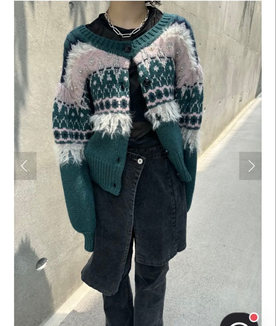 AMERI VINTAGE ノルディック柄カーディガン