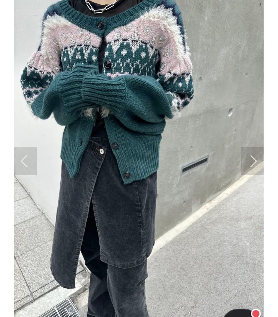 AMERI VINTAGE ノルディック柄カーディガン