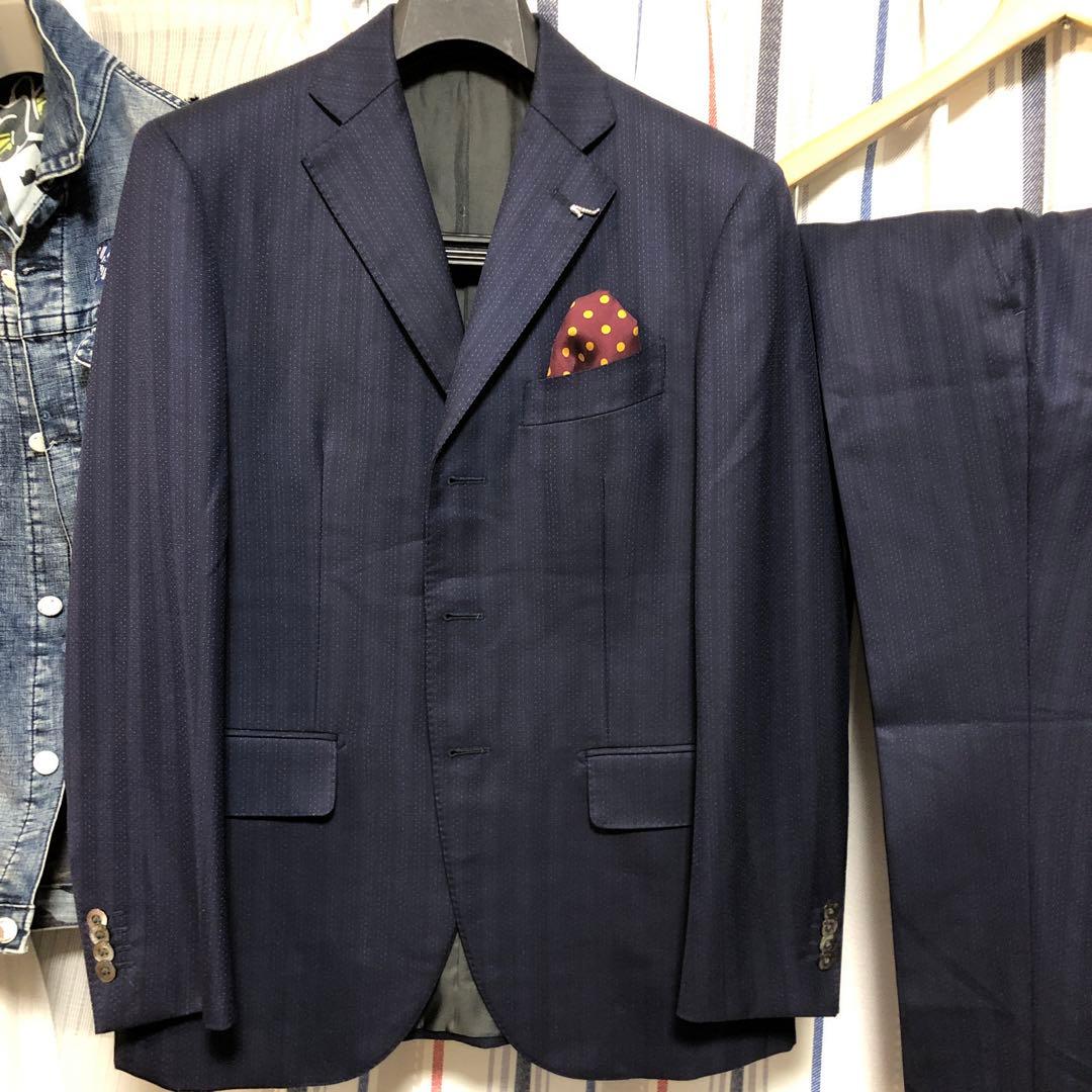 ピースガーデン　Dominique France ネイビー ビジネススーツ