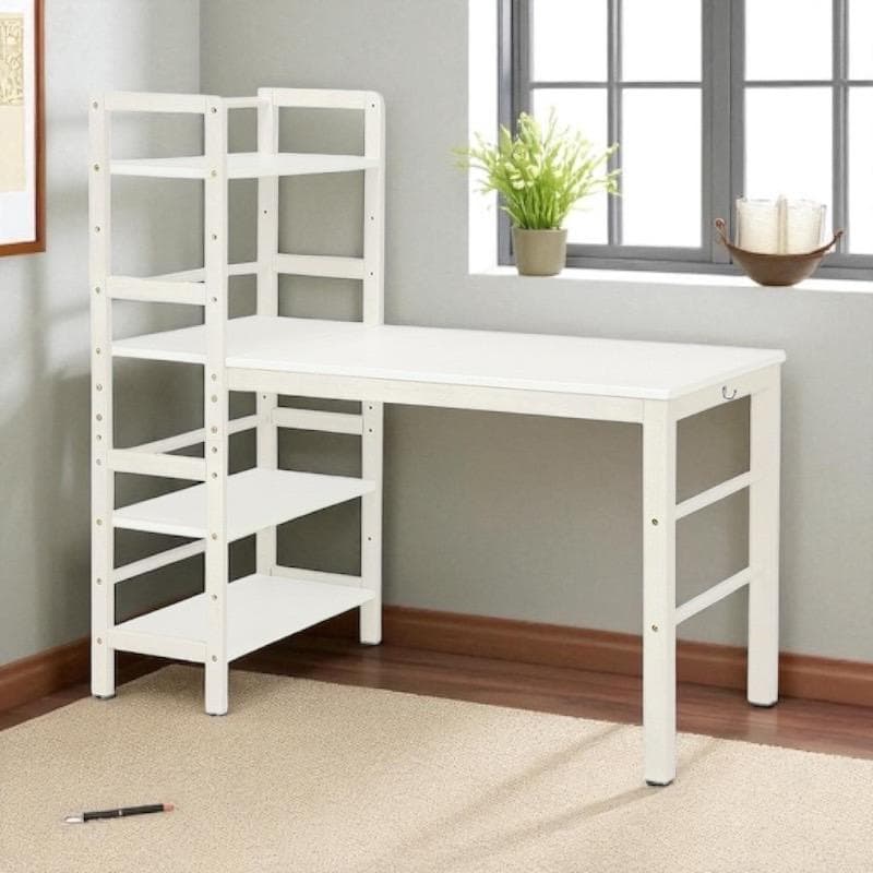 ルリアン　棚付き　ワークデスク　ホワイト　勉強机　収納　幅120