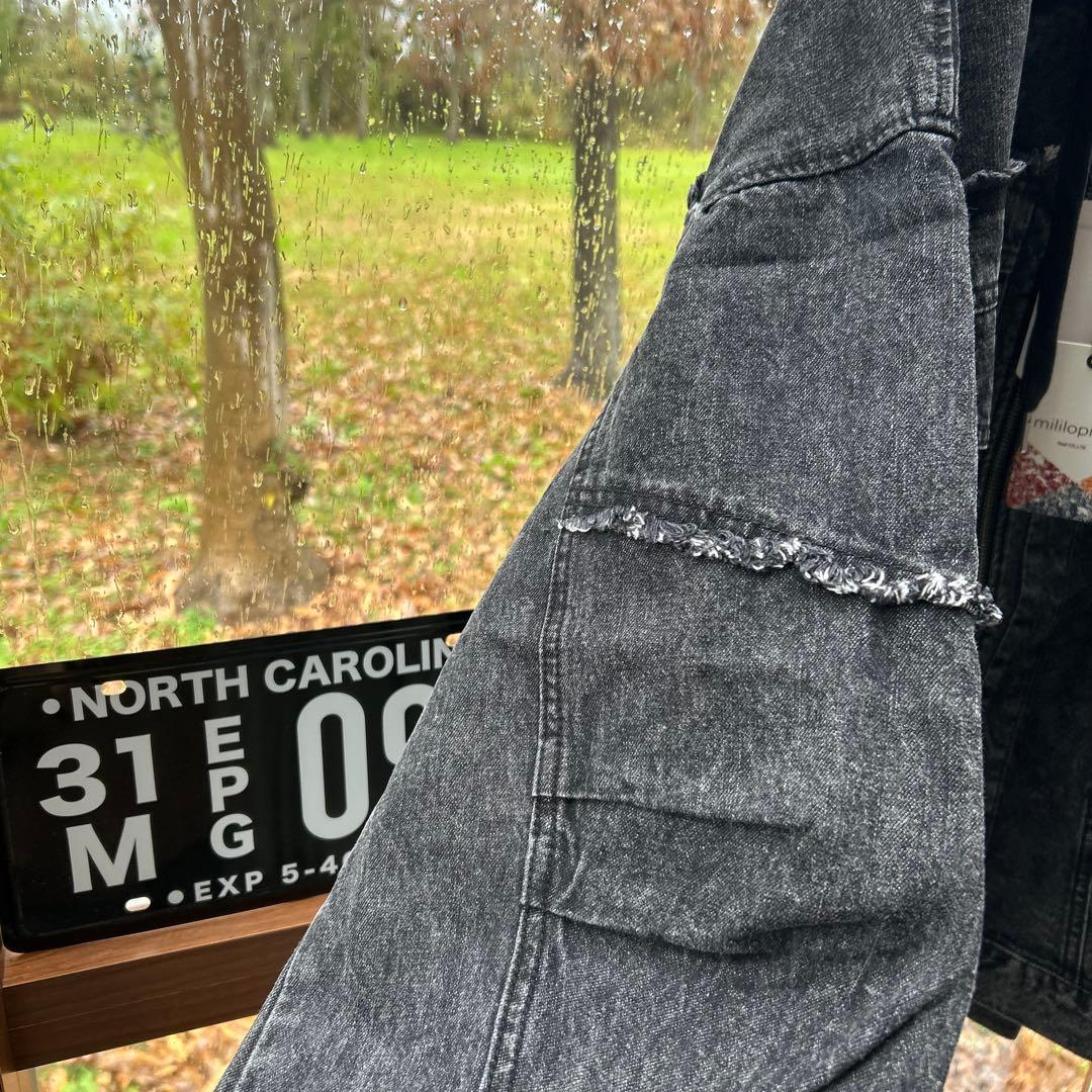 ケミカルデニム裏毛フーディーパーカー GLAY