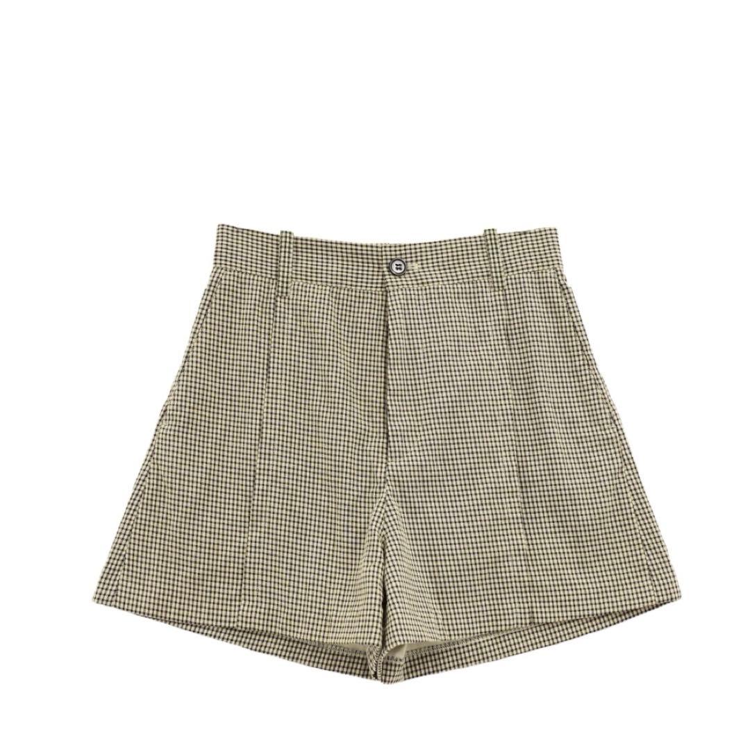 【クラステラー】チェック柄ハイウエストショートパンツ