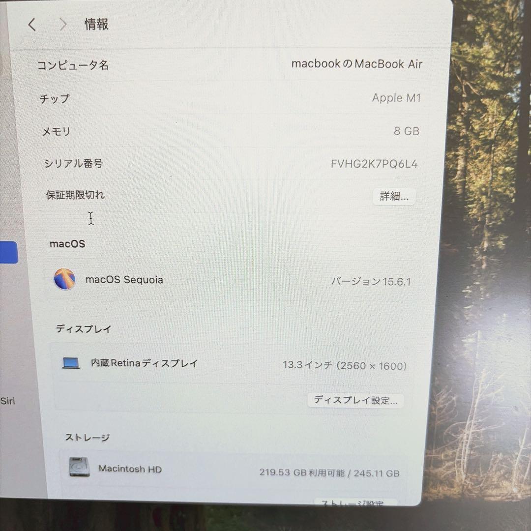 MacBook本体 Apple MacBook Air m1 8GB 256GB