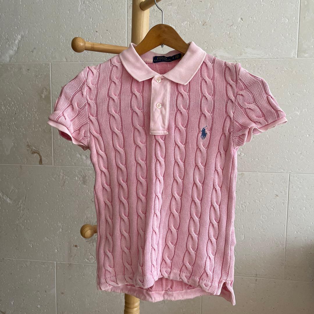 Polo Ralph Lauren ピンク ケーブル編み ポロシャツ S