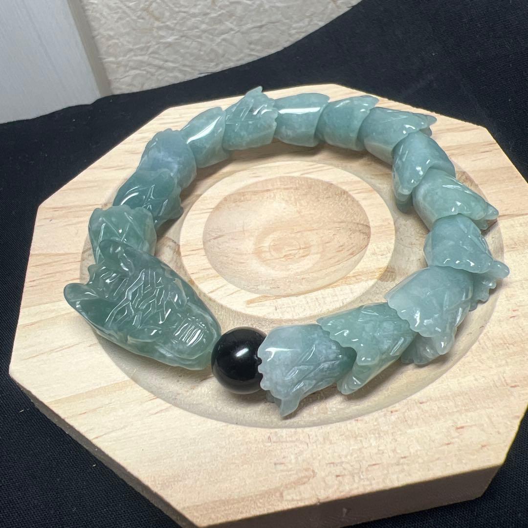 魔除けの王様モリオン黒水晶&全ての繁栄　　翡翠龍神ブレスレット