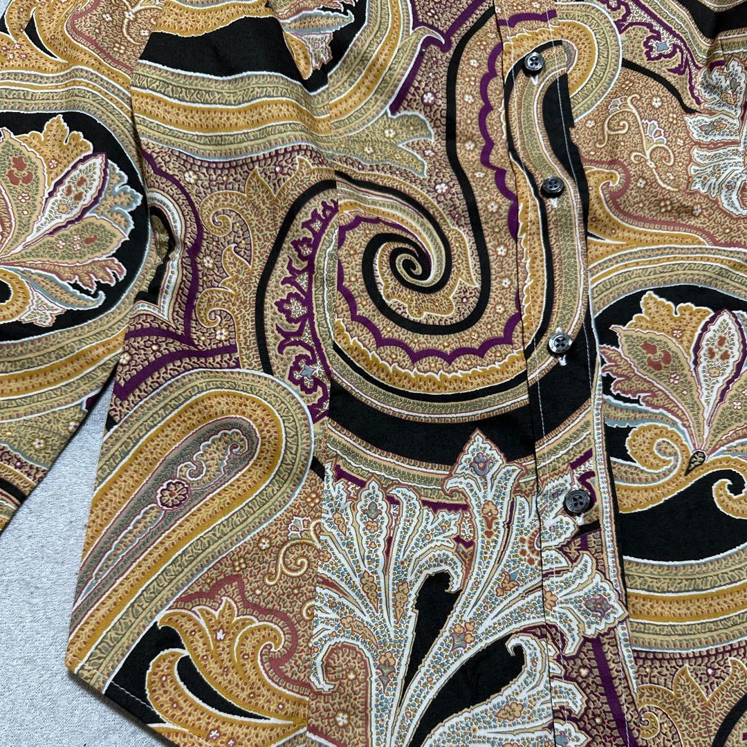 美品✨エトロ　ETRO ペイズリー総柄シャツ　長袖　ベージュ　パープル