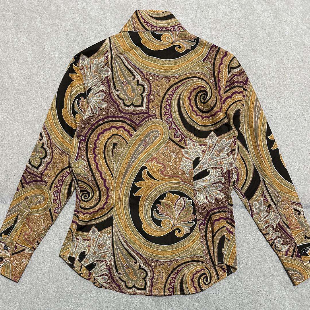 美品✨エトロ　ETRO ペイズリー総柄シャツ　長袖　ベージュ　パープル