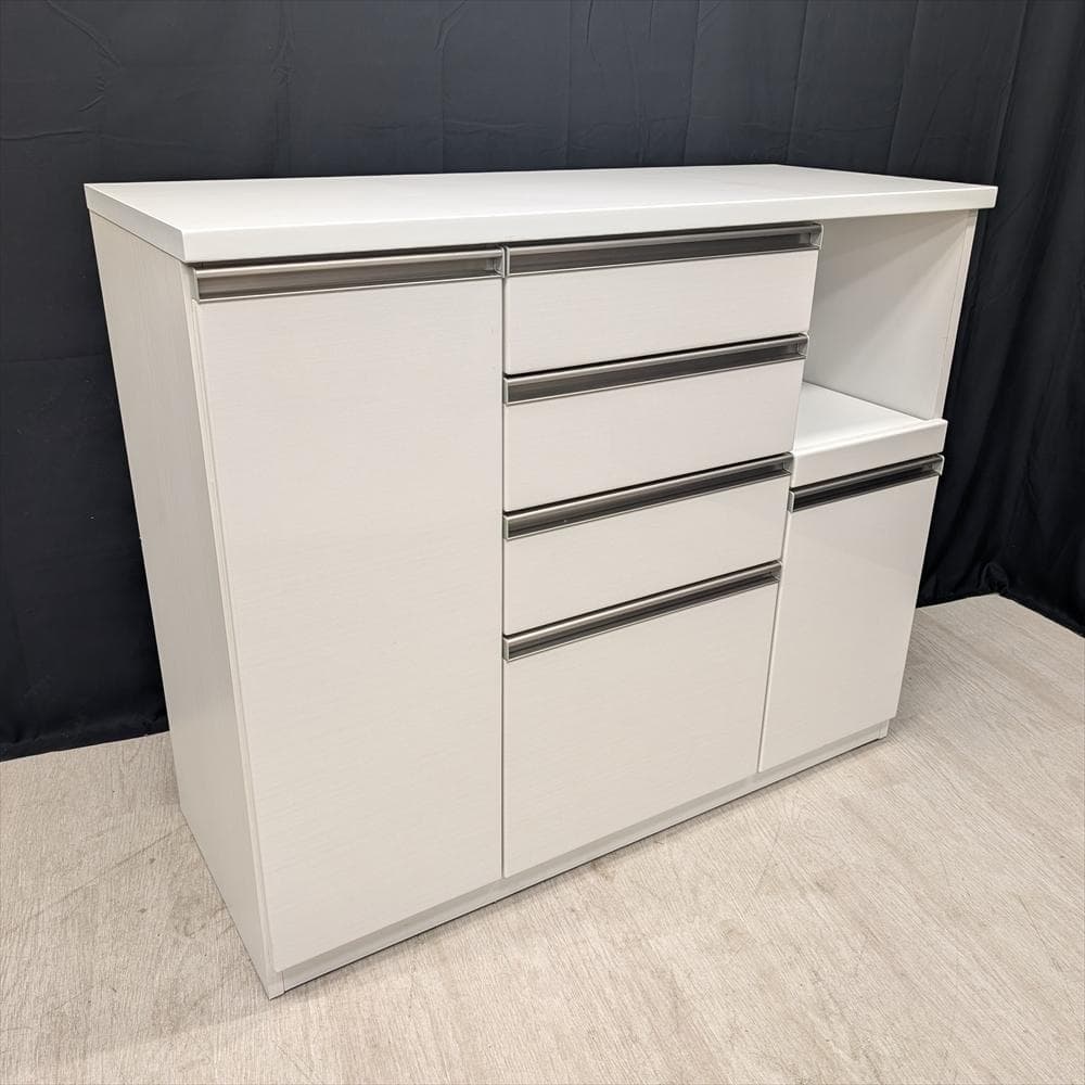 美品　三幸ジャパン　木目調　キッチンカウンター　レンジ台　食器棚　収納庫　作業台