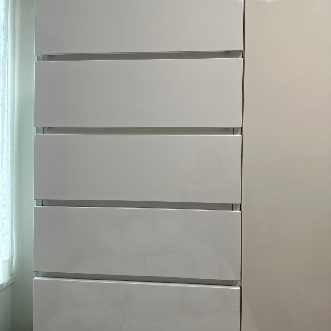 2024年購入　ニトリポルテシリーズ　タワーチェストホワイト 家具転倒防止器具付