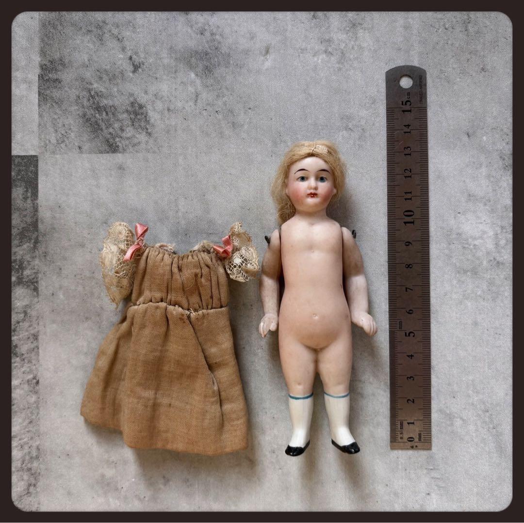アンティーク 三つ編みの少女オールビスクドール ミニョネット