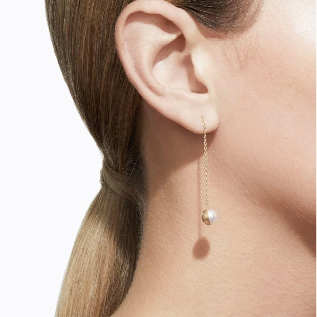 SHIHARA シハラ Half Pearl Chain Pierce 90°