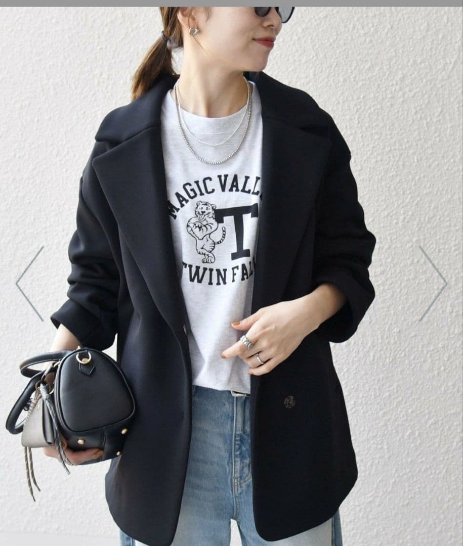 SHIPS any ダンボールコクーンテーラードミディコート 黒 新品 タグつき