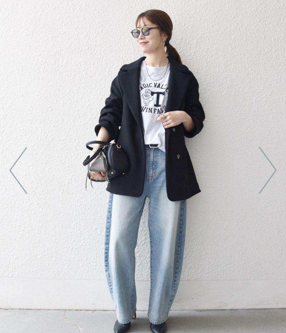 SHIPS any ダンボールコクーンテーラードミディコート 黒 新品 タグつき