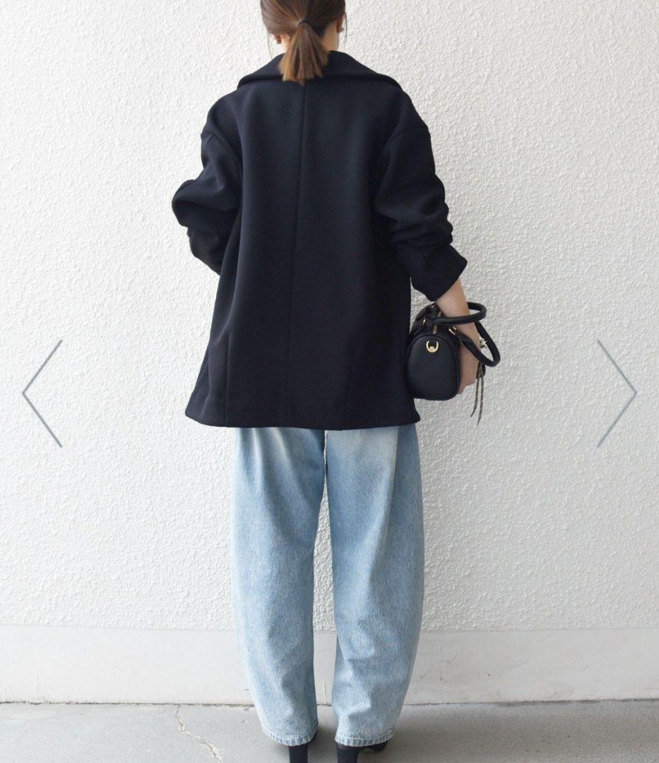 SHIPS any ダンボールコクーンテーラードミディコート 黒 新品 タグつき