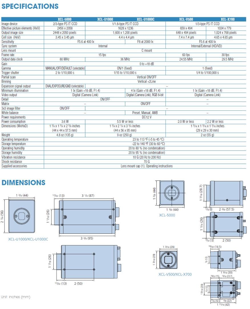 CameraLink CCDカメラ Sony XCL-V500 (レンズ付）