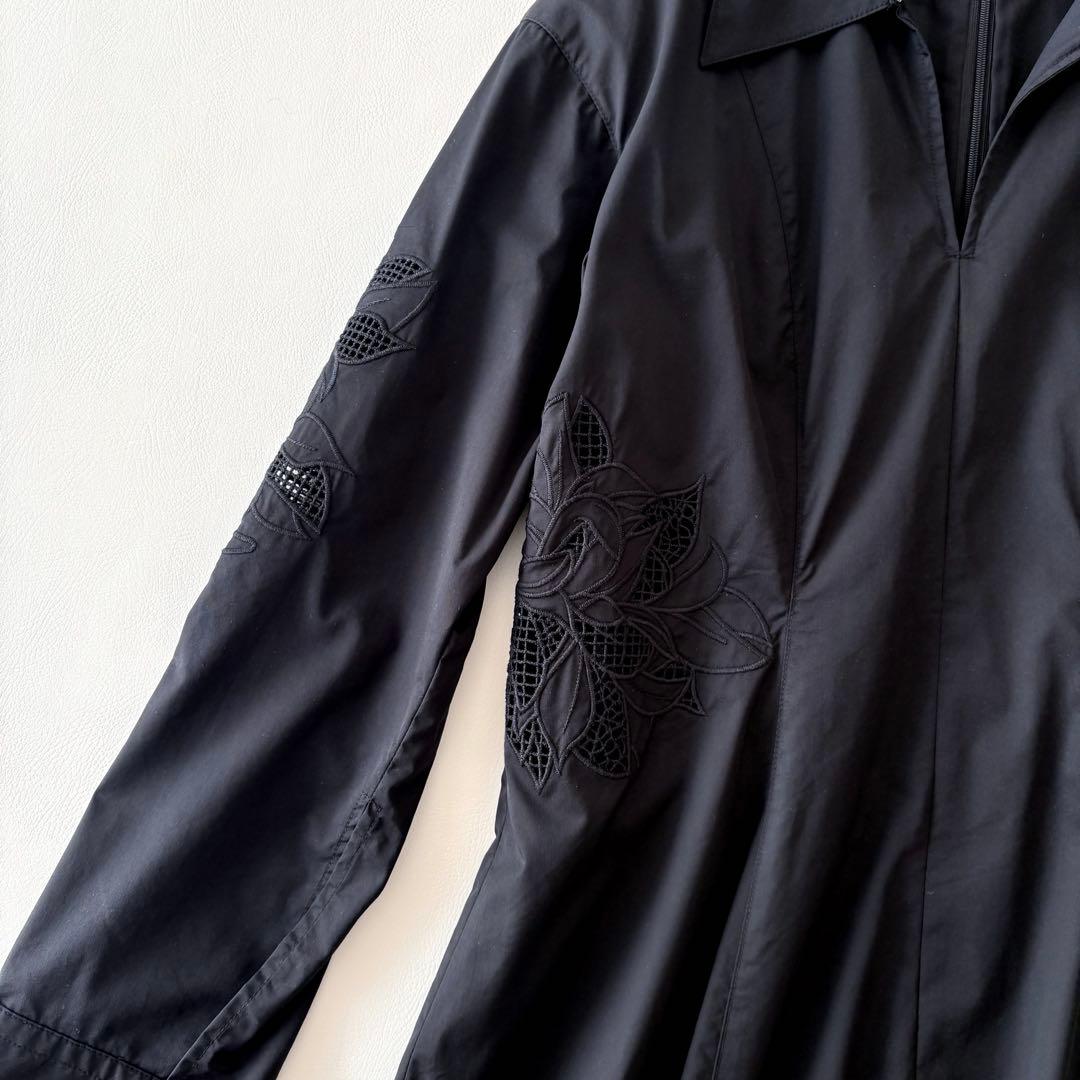 ■美品近年CLANE【定価3万】エンブロイダリーシャツワンピース刺繍マキシ丈黒