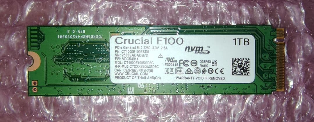 内蔵型SSD Crucial E100 1TB M.2 NVMe SSD