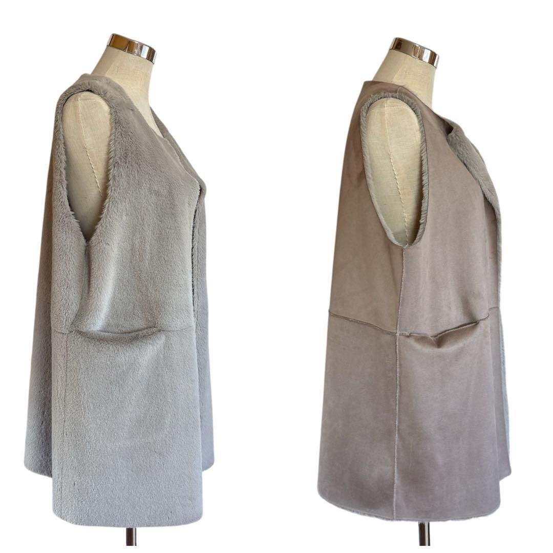 美品 レリアン リバーシブルロングジレ 13号+ 大きいサイズ 2way