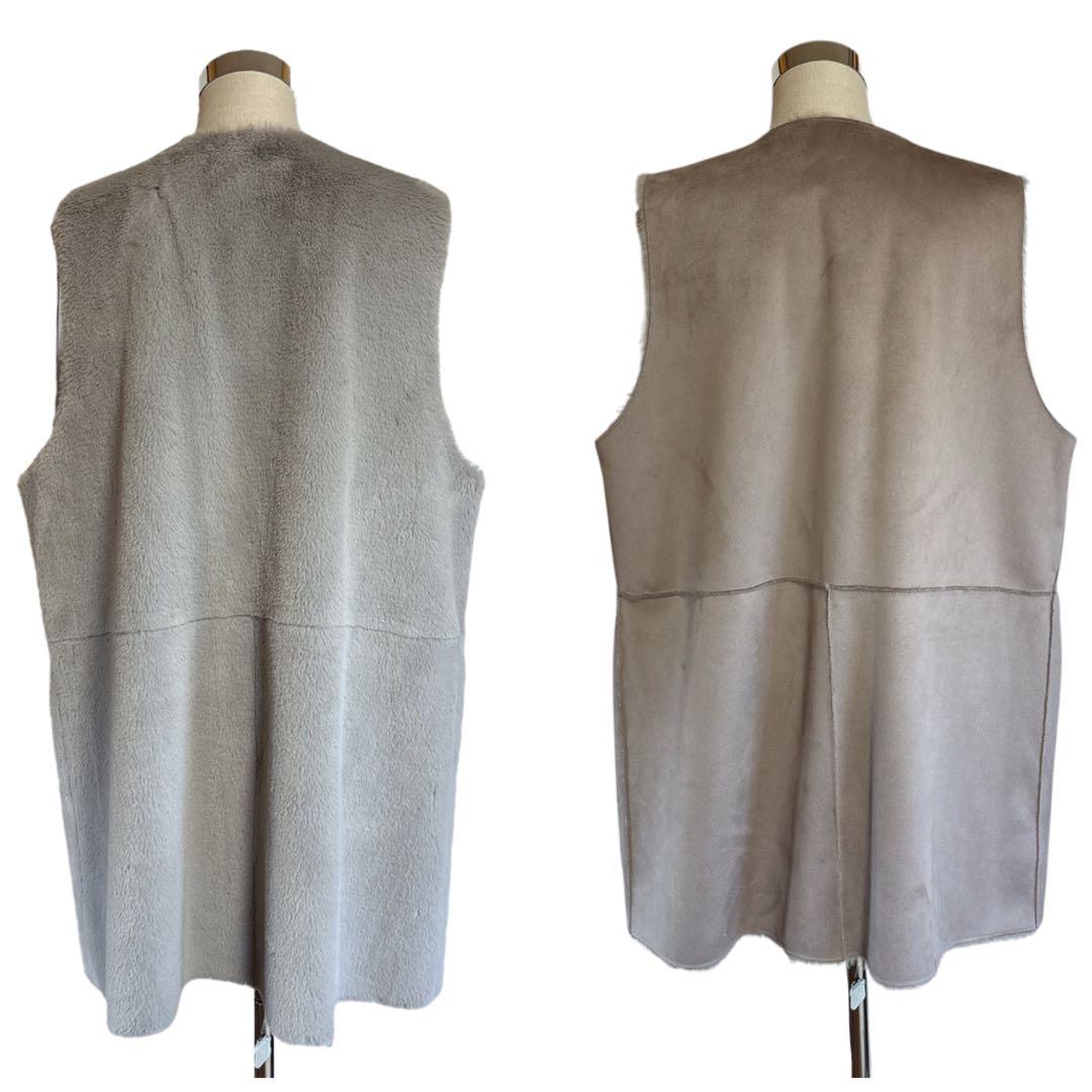 美品 レリアン リバーシブルロングジレ 13号+ 大きいサイズ 2way