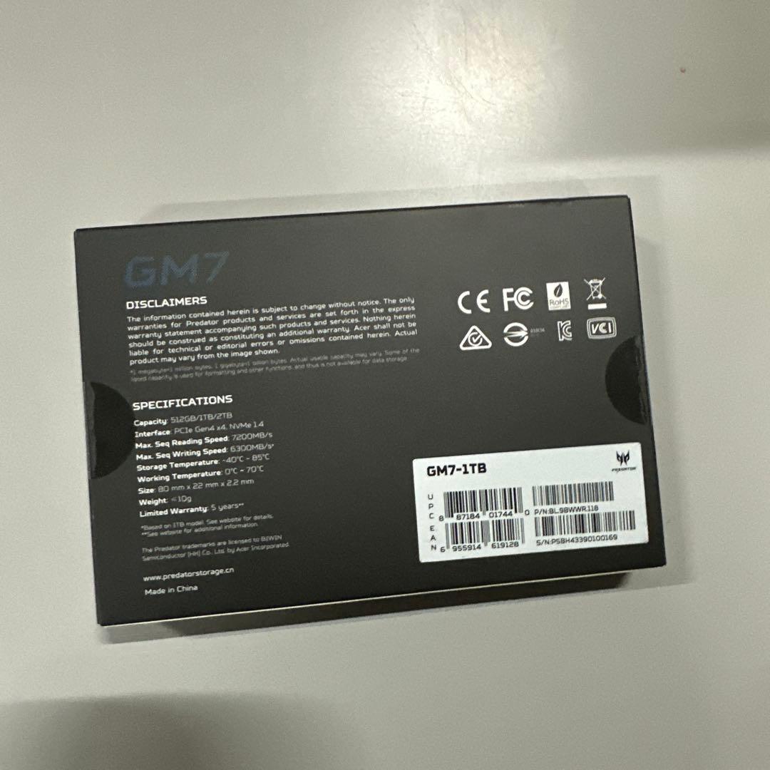 Acer (エイサー) Predator GM7-1TB NVMe1.4